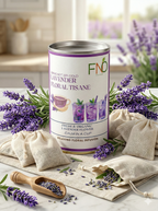 FNO Foods Lavender Floral Tisane – 20 Reusable Organic Cotton Tea Bags (40+ Cups) – Calming Herbal Tea for Relaxation & Stress Relief – Caffeine-Free, Non-Bitter Flower Infusion