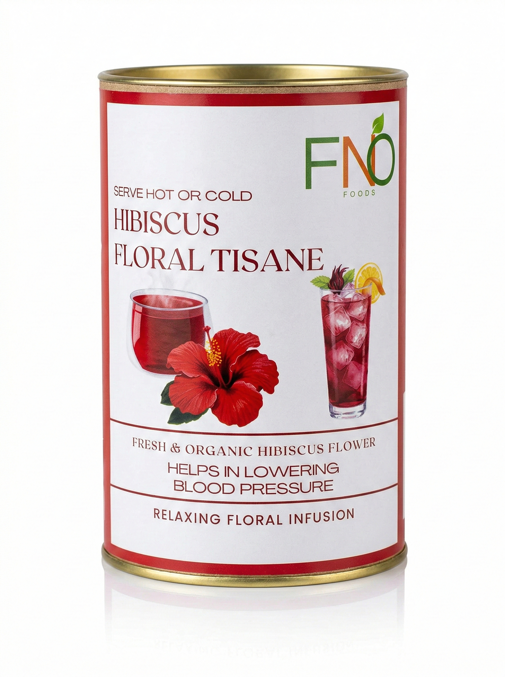 FNO Foods Hibiscus Floral Tisane – 20 Reusable Organic Cotton Tea Bags (40+ Cups) – Caffeine-Free Herbal Tea for Skin Glow & Radiance – Tangy Flower-Based Infusion, Non-GMO
