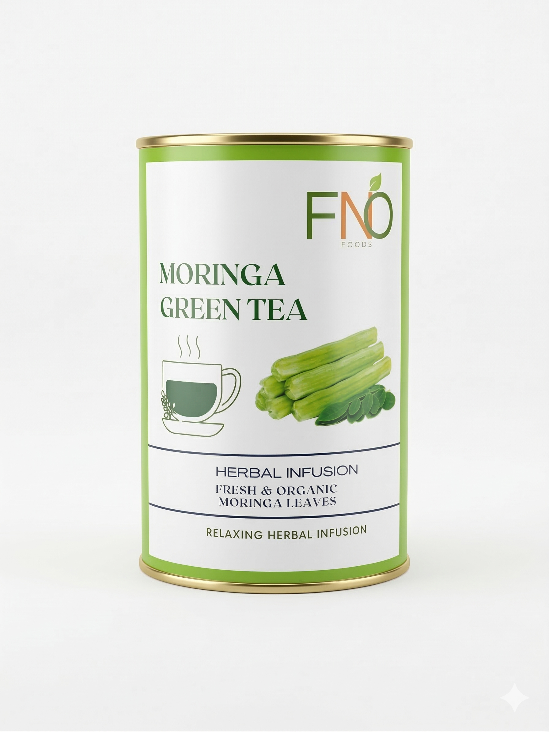 FNO Foods Moringa Green Tea | Herbal Tea | 20 Cotton Tea Bags | Natural Superfood Brew for Immunity & Daily Energy | 60+ Cups | Reusable Tea Bags | 1 Tea Bag = 3 Cups