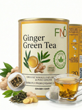 FNO Foods Ginger Green Tea – 20 Reusable Organic Cotton Tea Bags (40+ Cups) – Caffeine-Free Herbal Tea for Digestion, Stress Relief & Immunity – Rich in Antioxidants – Whole Herb Infusion